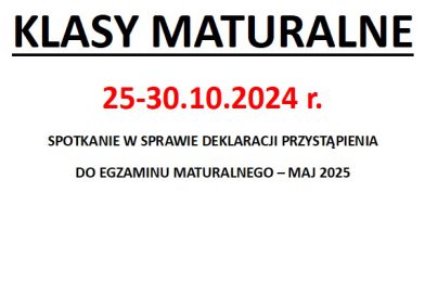 WAŻNE DLA MATURZYSTÓW