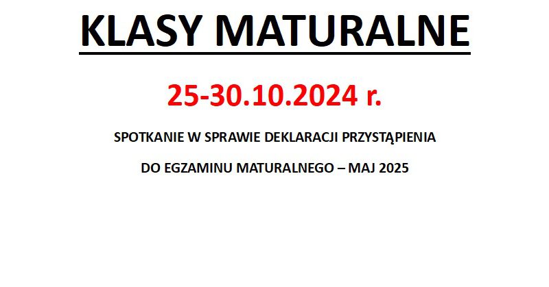 WAŻNE DLA MATURZYSTÓW